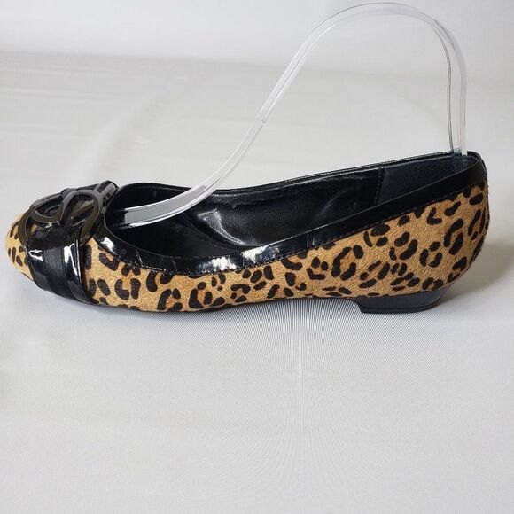 Franco Sarto Black Leopard Print Fur Cajun Flats 7 - Picture 7 of 16
